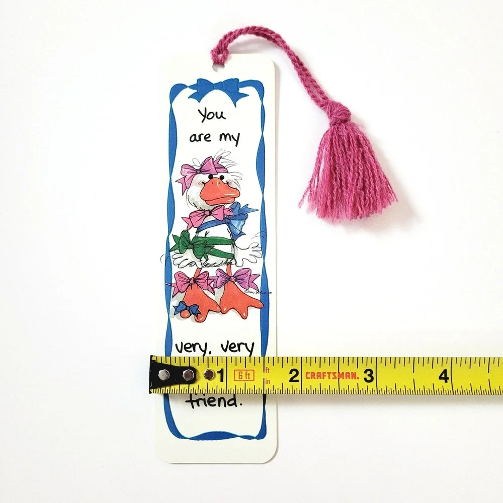 Vintage 80s Suzy's Zoo tassel Bookmark Best Friend Duck Goose- USA Artworks SZ10